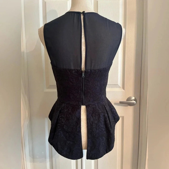 BCBGMaxAzria Noemi Corset Peplum Blouse in Dark Navy size S - Picture 4 of 14